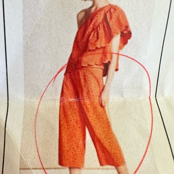 2 Piece Anthropologie Where Mountains Meet Eyelet Embroidered Orange Pants Top - Picture 4 of 16